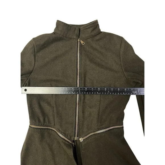 Gothic Punk Military Long Coat Jacket Small Olive Green Convertible Cosplay - Picture 8 of 13